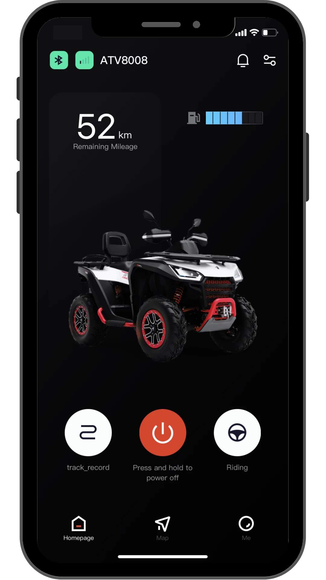 Segway app. Startsida i mobil